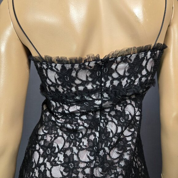 Y2K Morgan & Co Mini Dress Size S Pink Black Lace Party Prom Cocktail Fairy - Picture 7 of 8